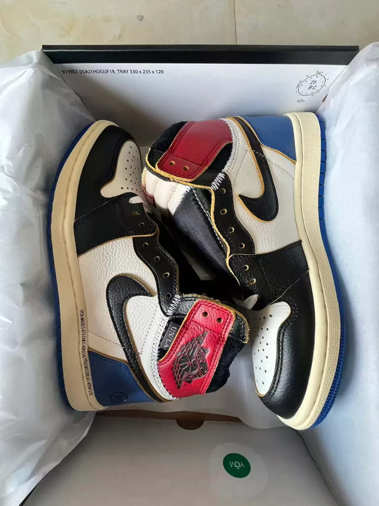 Air Jordan 1 Tênis de Basquete Branco Azul Alto em Couro 9