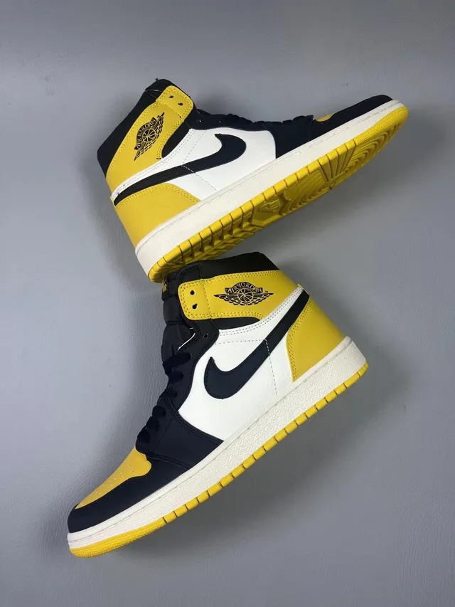 Tênis de basquete Air Jordan 1 amarelo preto branco 8