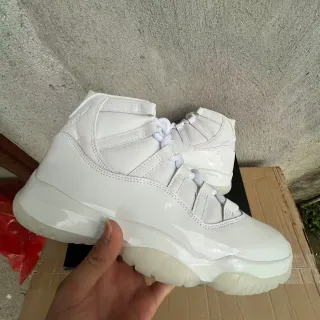 Air Jordan 11 Blanco Cuero Patentado Zapatos de Baloncesto