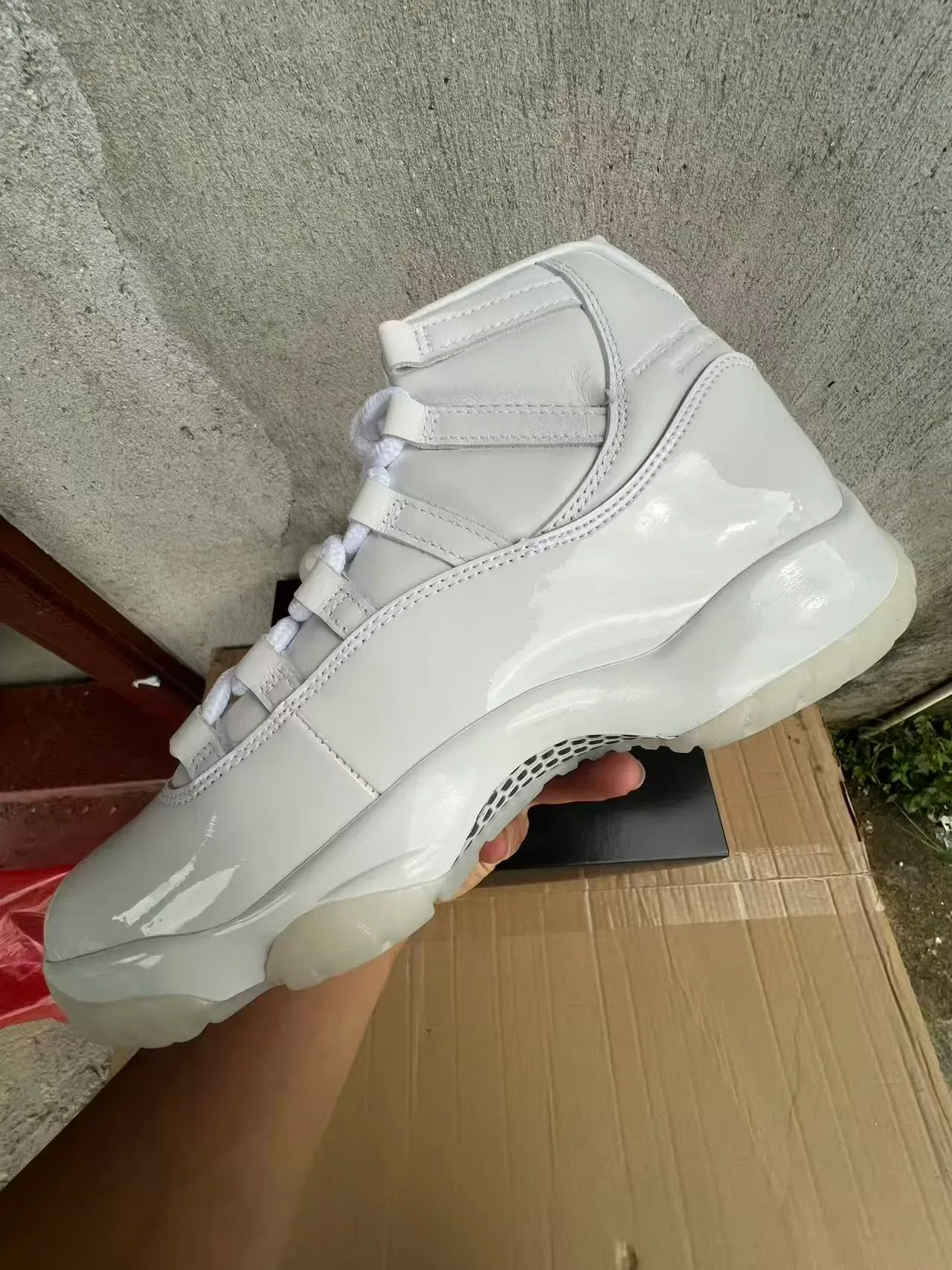 Air Jordan 11 Blanc Cuir patenté Chaussures de basket-ball 5