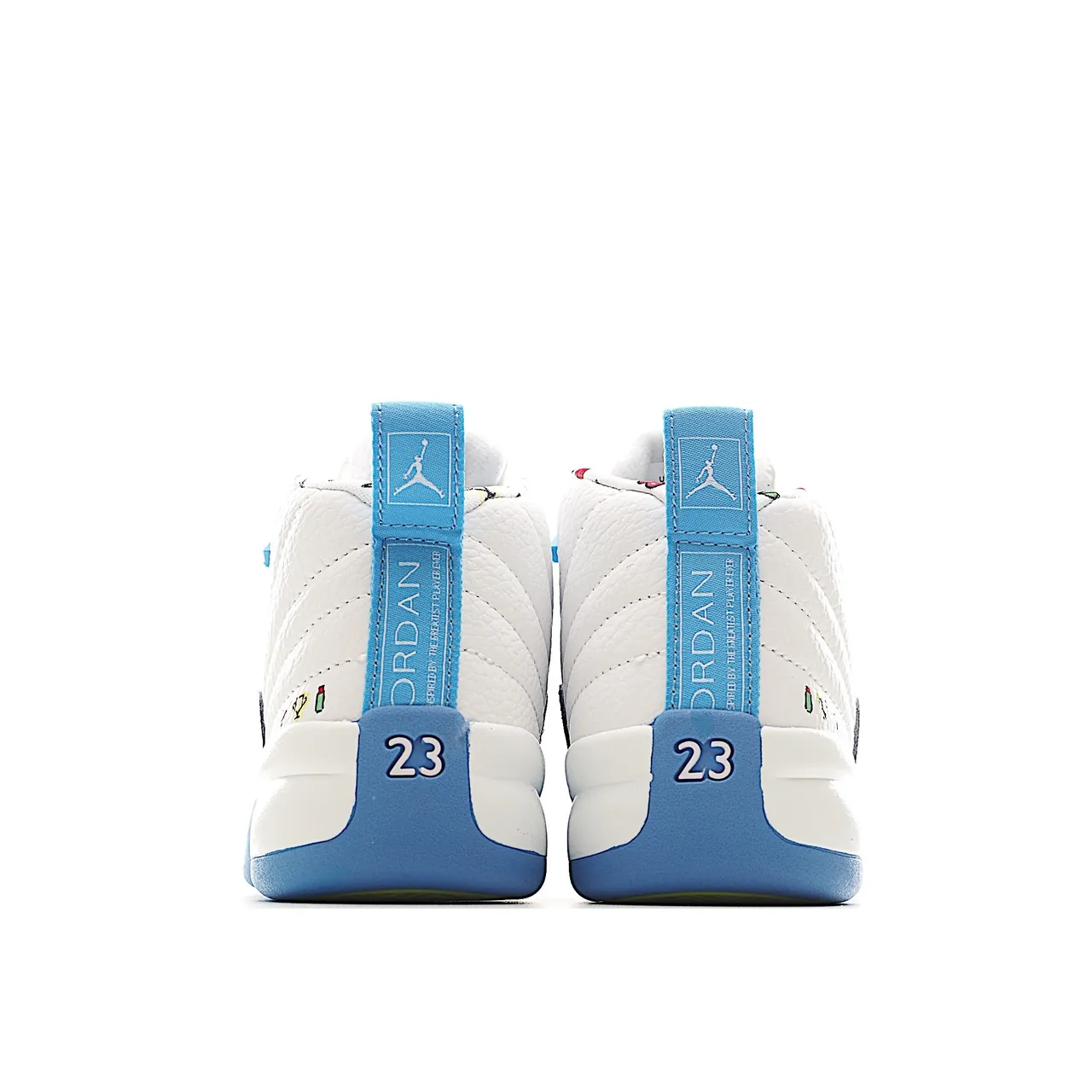 Air Jordan 12 White and Blue Kids Basketball Shoes 13