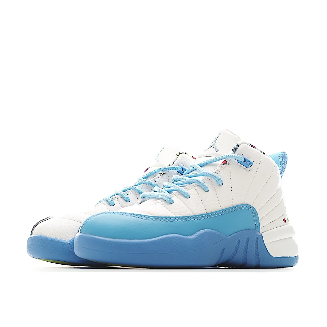 Air Jordan 12 White and Blue Kids Basketball Shoes 15