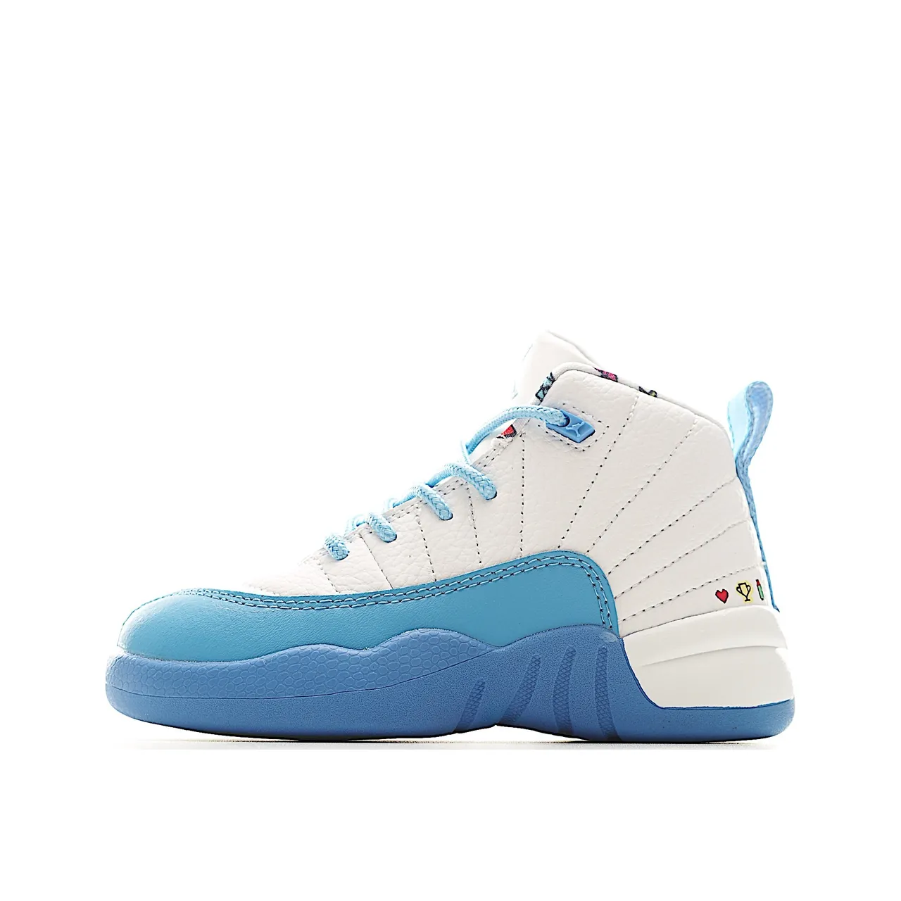 Air Jordan 12 White and Blue Kids Basketball Shoes 17