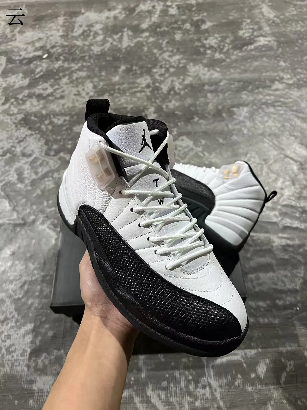 Chaussures de basketball Air Jordan 12 blanc noir or 5