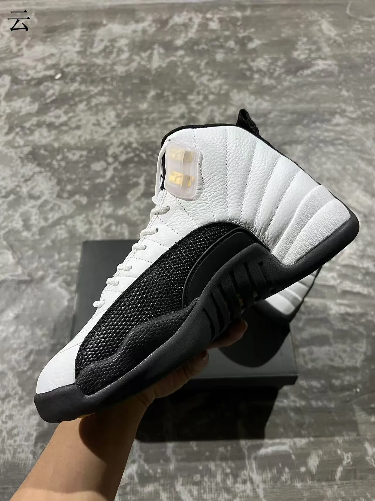 Chaussures de basketball Air Jordan 12 blanc noir or 2
