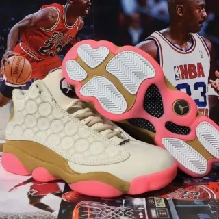 Tênis de basquete Air Jordan 13 favo de mel creme dourado rosa