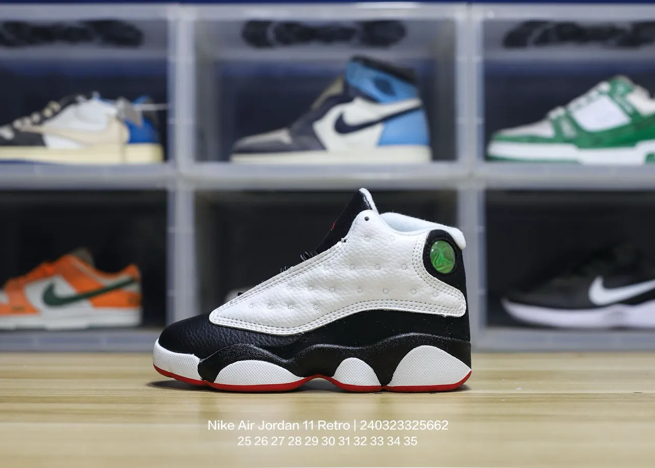 Air Jordan 13 حذاء كرة السلة أبيض أسود أحمر أخضر 10