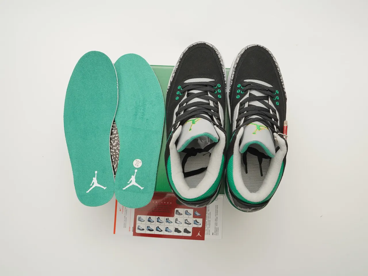 Tênis de basquete Air Jordan 3 preto cimento verde 2