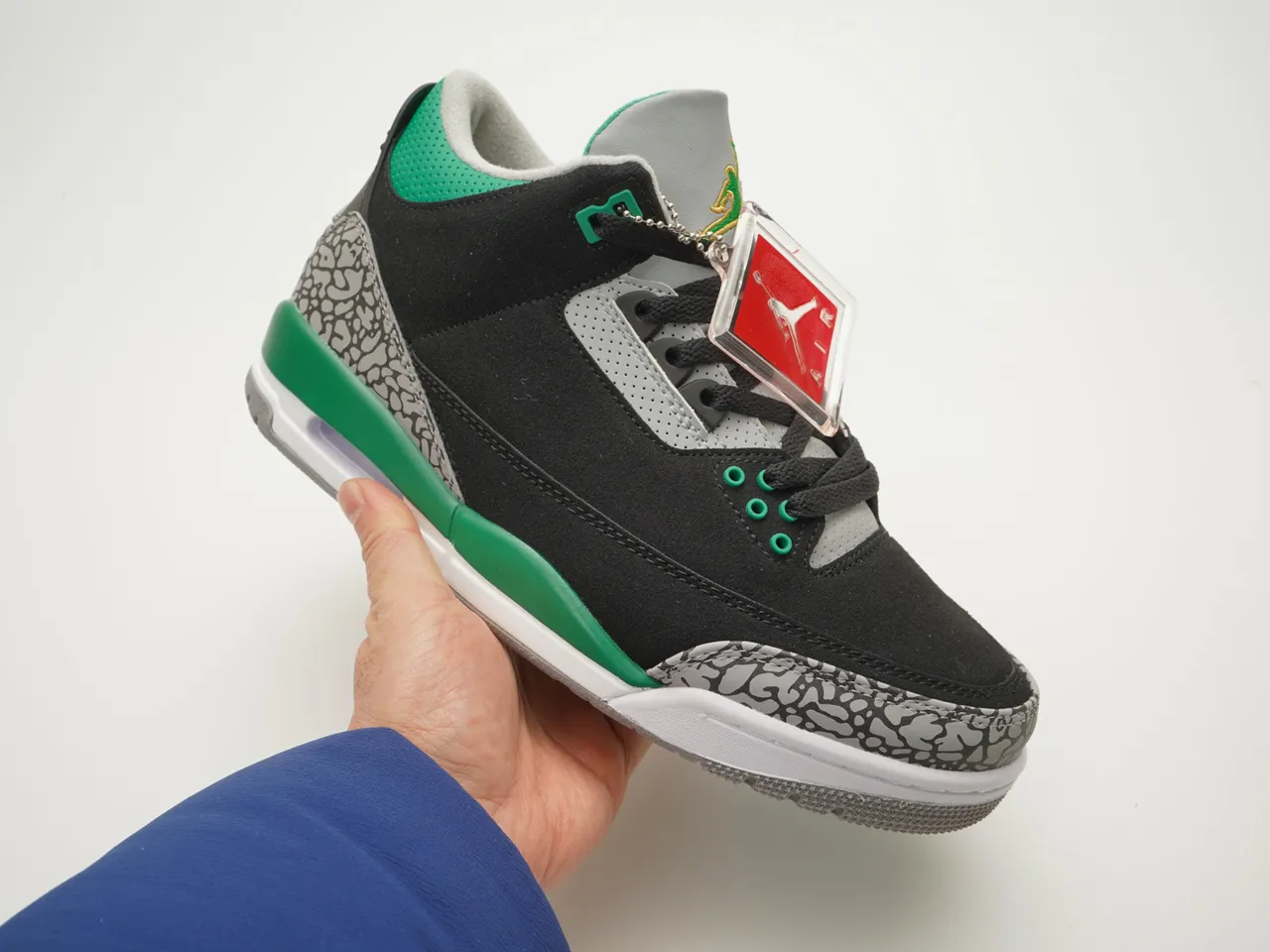 Tênis de basquete Air Jordan 3 preto cimento verde 4