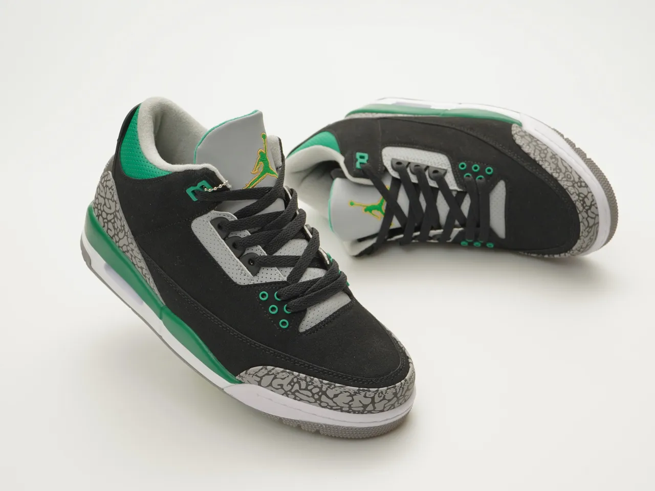 Tênis de basquete Air Jordan 3 preto cimento verde 6