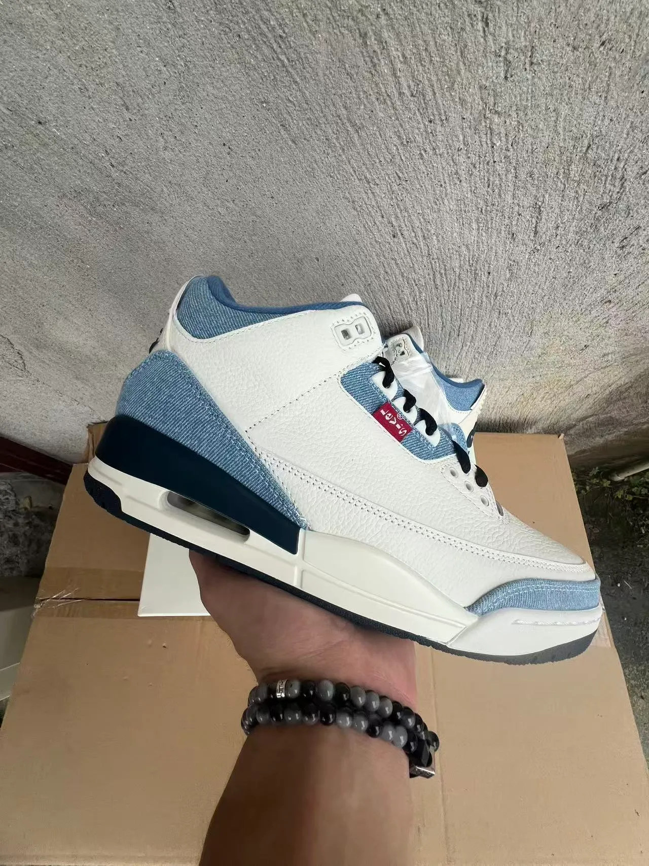 Air Jordan 3 Denim Panel White Navy Basketball Shoes 3