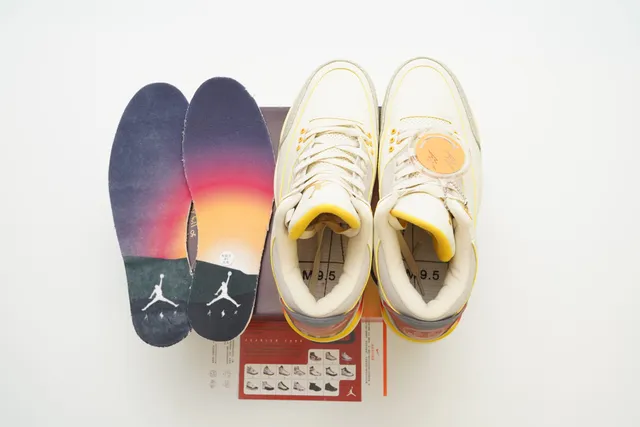 Tênis de basquete Air Jordan 3 Off-White com estampa de elefante e calcanhar degradê 2