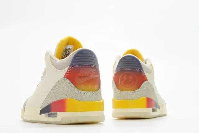 Tênis de basquete Air Jordan 3 Off-White com estampa de elefante e calcanhar degradê 9