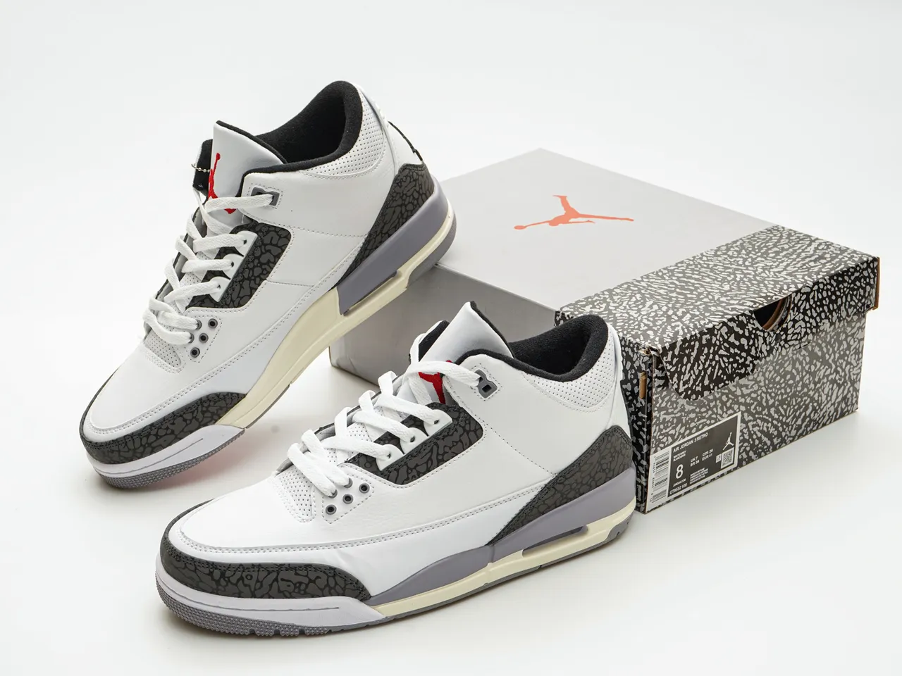 Air Jordan 3 White Cement Elephant Print Basketball Shoes 5
