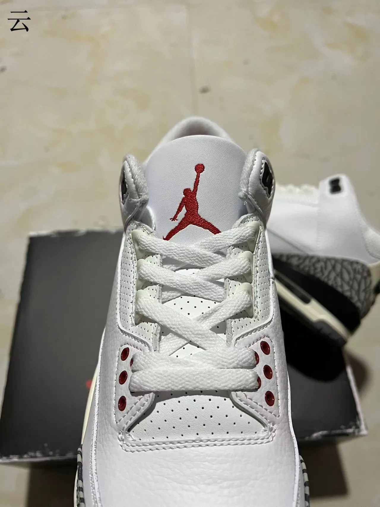 Air Jordan 3 হোয়াইট সিমেন্ট এলিফ্যান্ট প্রিন্ট বাস্কেটবল জুতো 5