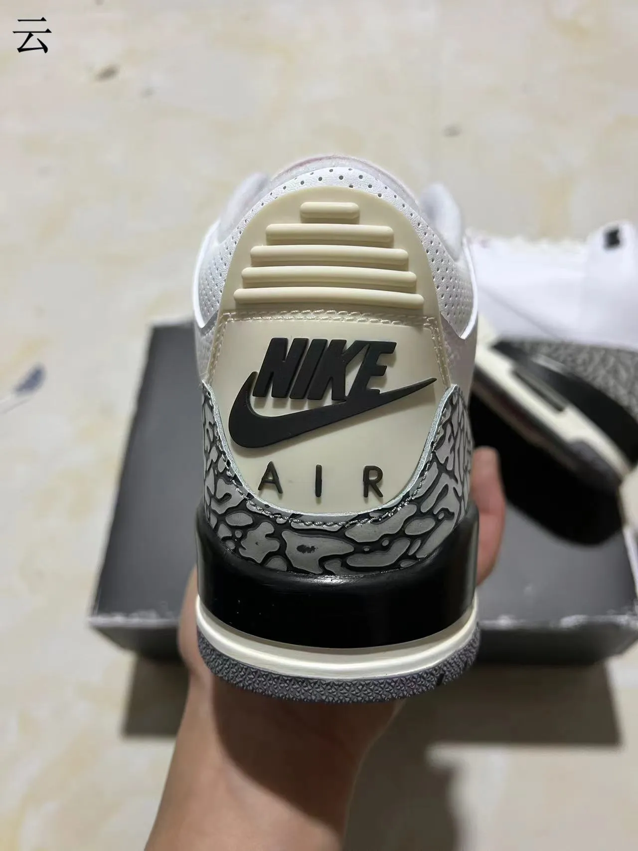 Air Jordan 3 হোয়াইট সিমেন্ট এলিফ্যান্ট প্রিন্ট বাস্কেটবল জুতো 9