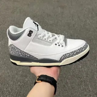 Air Jordan 3 Tênis de Basquete Branco Cimento Estampa de Elefante