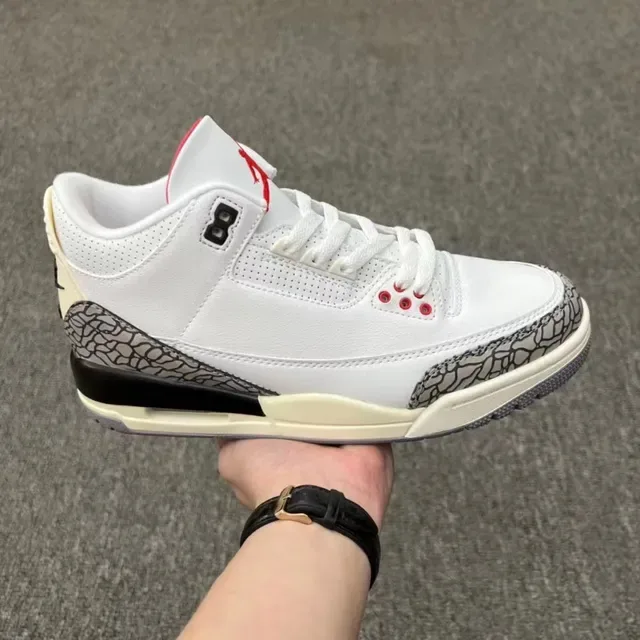 Air Jordan 3 أبيض سيمينت طباعة الفيل أحذية كرة السلة 13