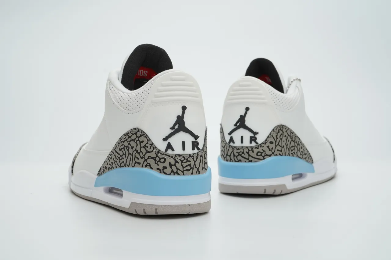 Air Jordan 3 白色浅蓝爆裂纹篮球鞋 8