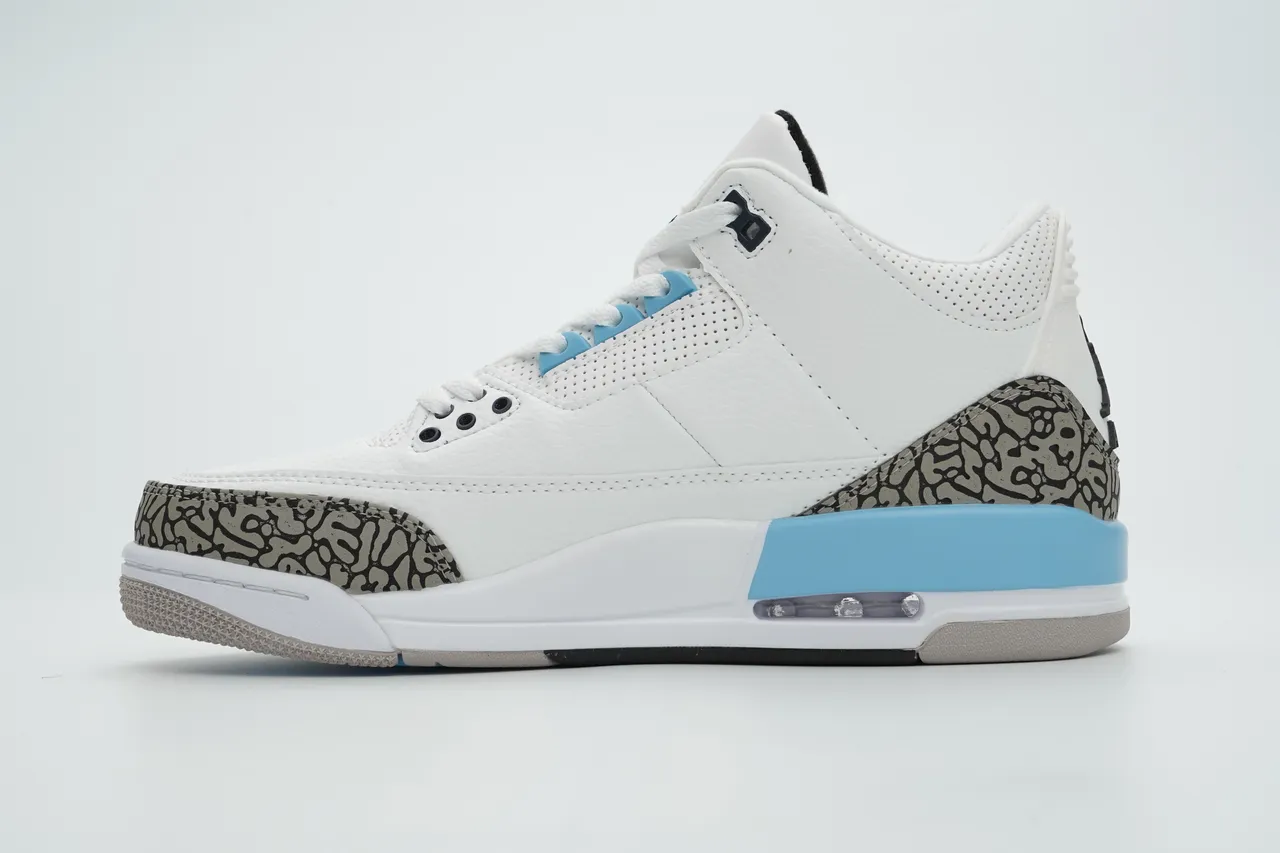 Air Jordan 3 白色浅蓝爆裂纹篮球鞋 10