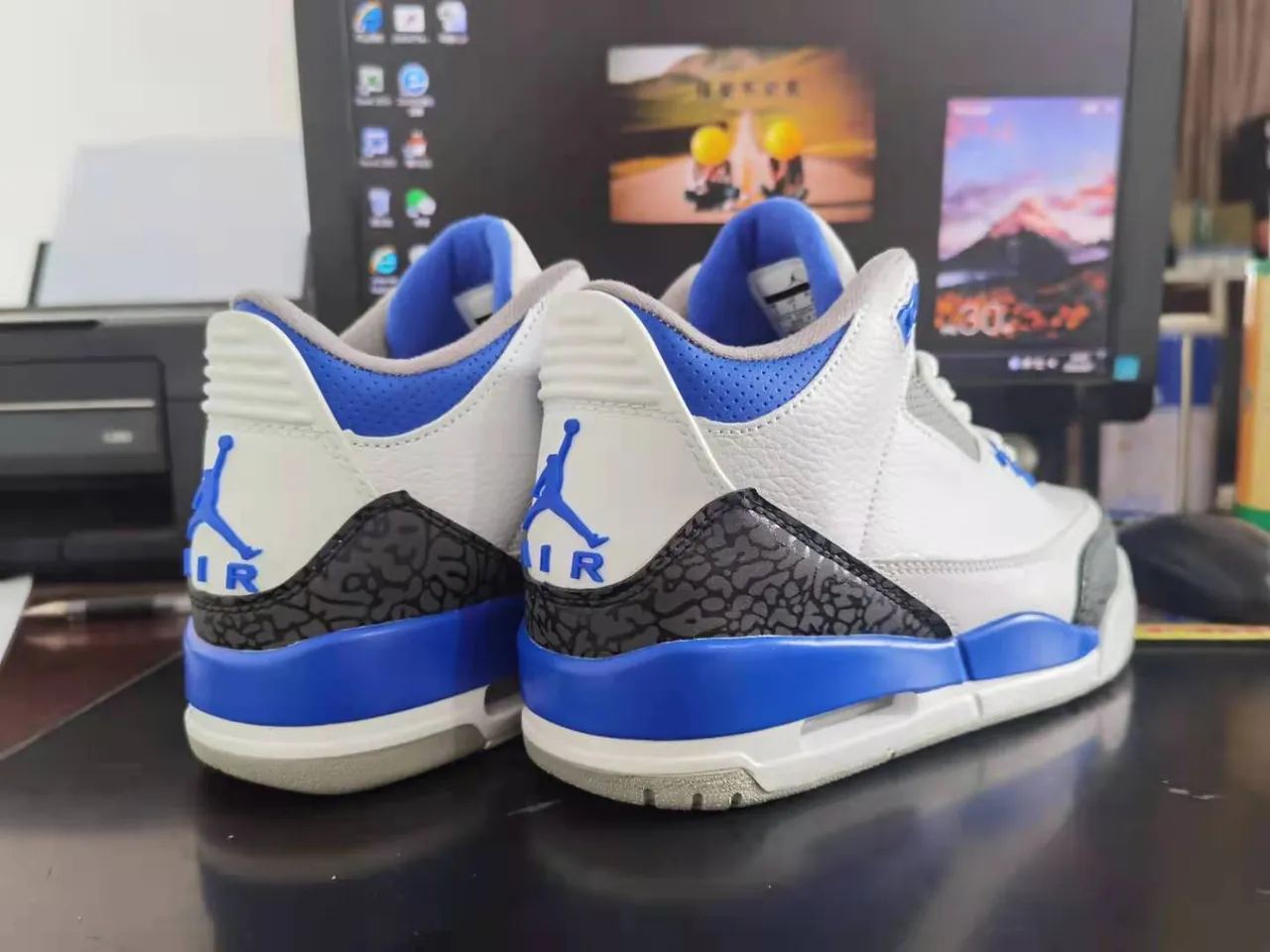 Air Jordan 3 White Royal Blue Cement Chaussures de Basketball 2