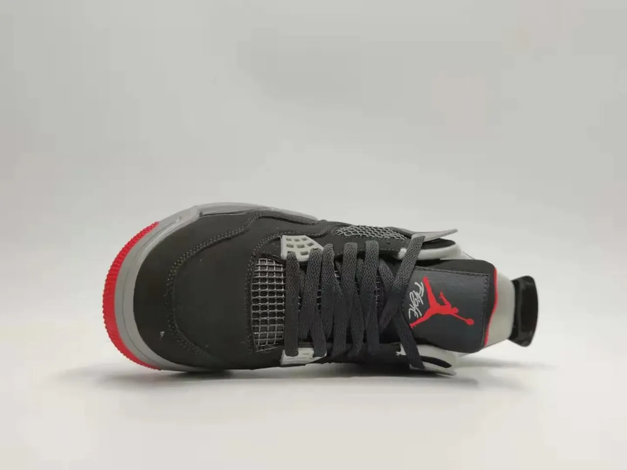 Air Jordan 4 Negro Rojo Gris Zapatos de Baloncesto 2