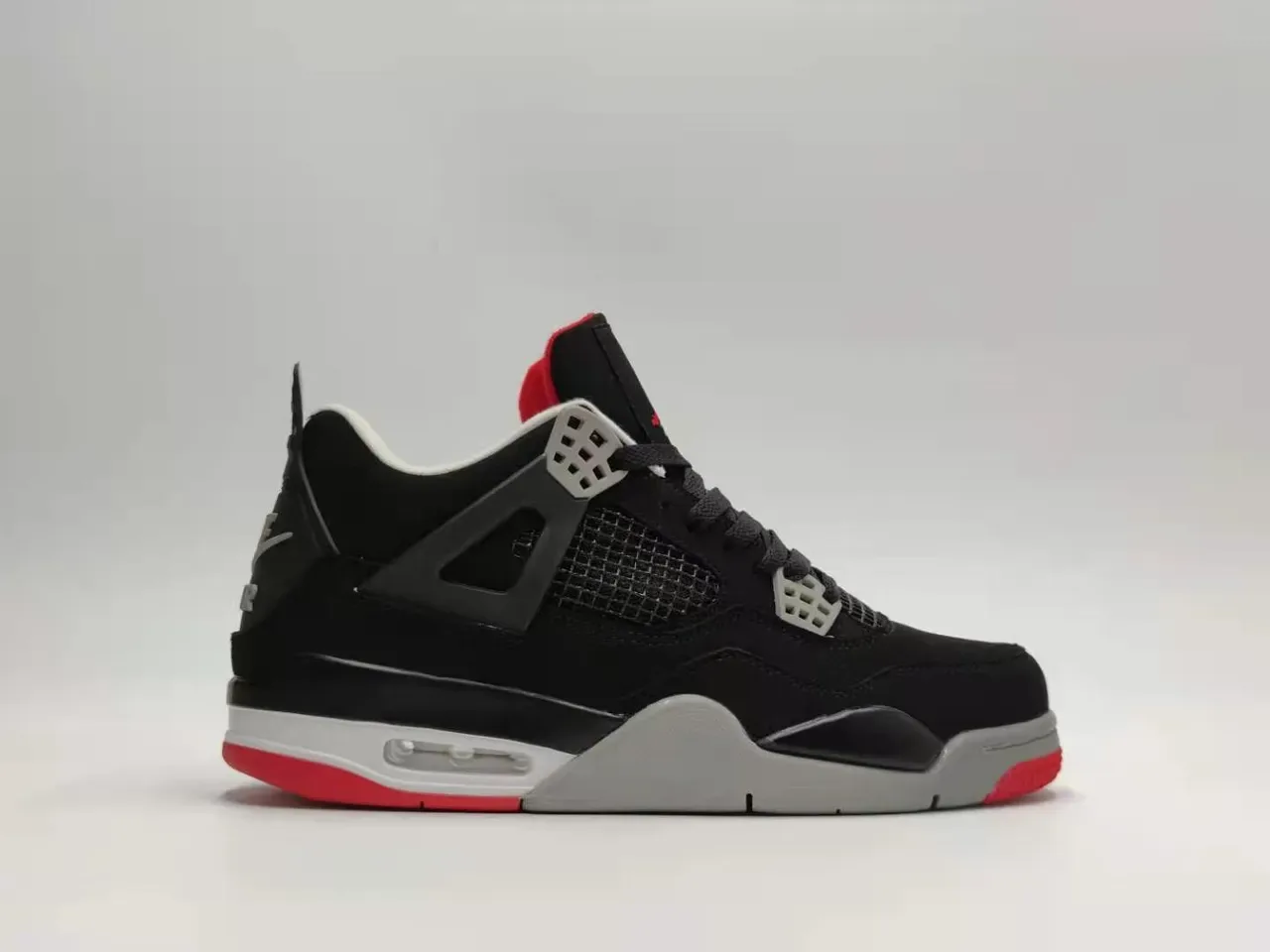Air Jordan 4 Negro Rojo Gris Zapatos de Baloncesto 5