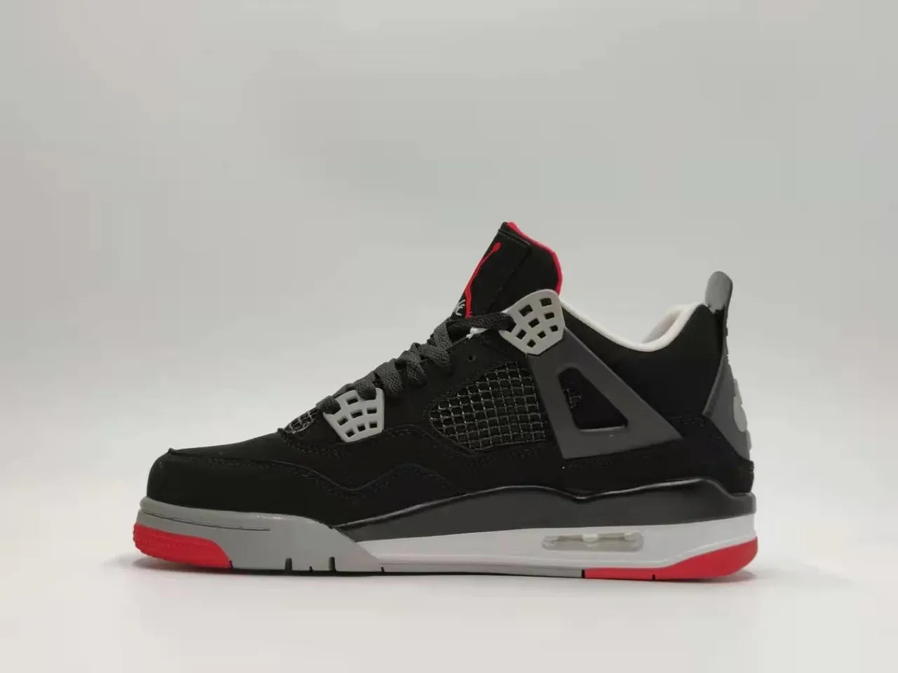 Air Jordan 4 Negro Rojo Gris Zapatos de Baloncesto 6