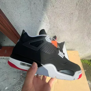 Air Jordan 4 Tênis de Basquete Preto Branco Vermelho