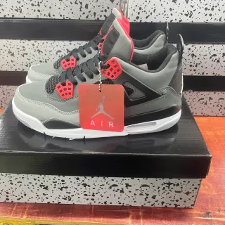 Air Jordan 4 ग्रे ब्लैक रेड बास्केटबॉल जूते