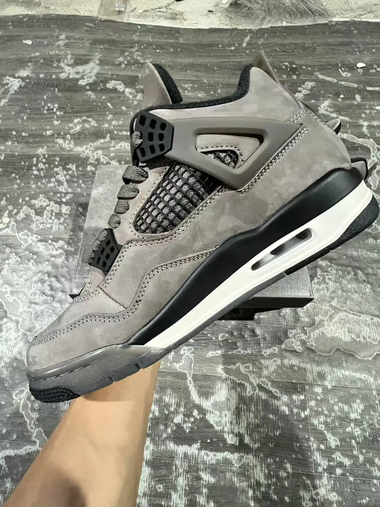 Air Jordan 4 ধূসর সোয়েড কালো সাদা বাস্কেটবল জুতো 5