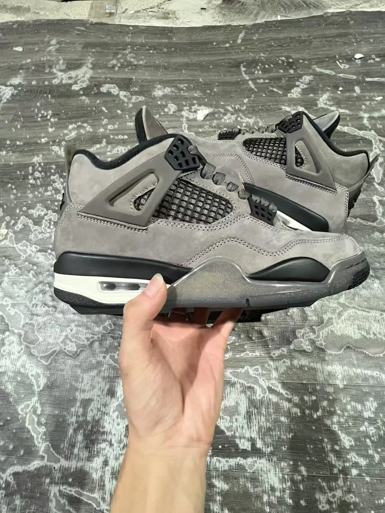 Air Jordan 4 ধূসর সোয়েড কালো সাদা বাস্কেটবল জুতো 7
