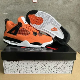 Zapatillas de baloncesto Air Jordan 4 naranja negro blanco