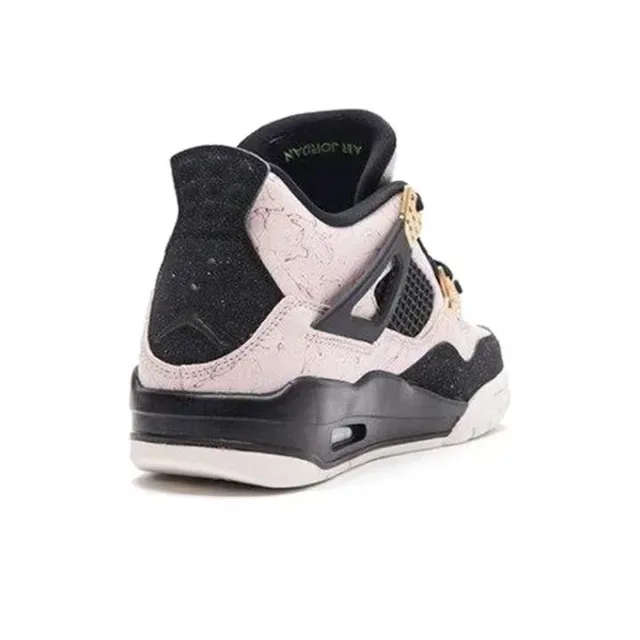 Air Jordan 4 Pink Black High-Top Glitter-Accented Basketball Shoes 4