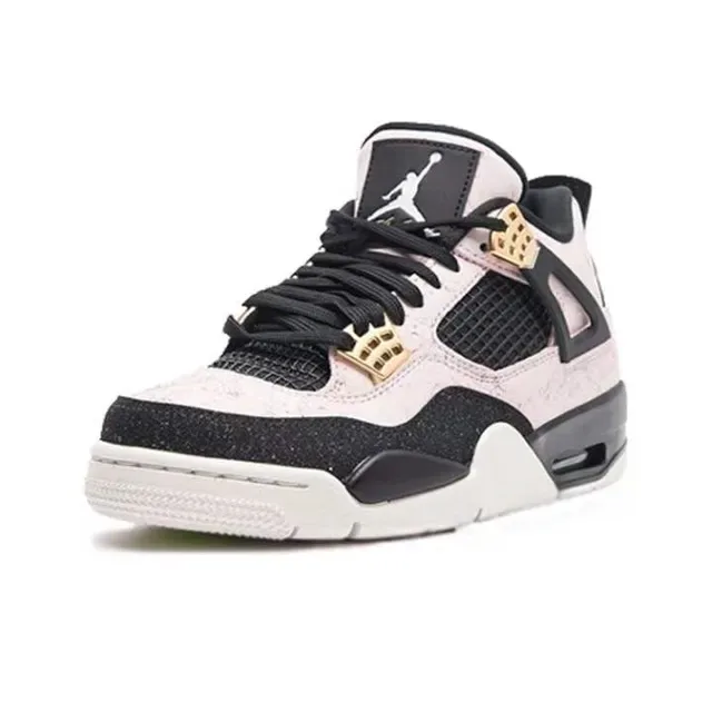 Air Jordan 4 Pink Black High-Top Glitter-Accented Basketball Shoes 5