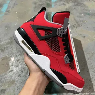 Air Jordan 4 Retro लाल काला सफेद बास्केटबॉल जूते
