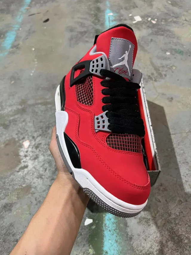 Air Jordan 4 Retro tênis de basquete vermelho preto branco 2