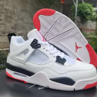 Tênis de basquete Air Jordan 4 branco preto vermelho