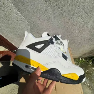 Zapatillas de baloncesto Air Jordan 4 blanco negro amarillo moteado
