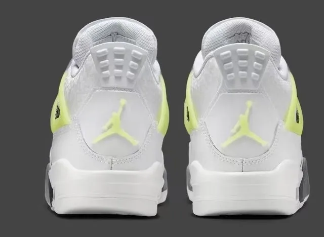 Air Jordan 4 أحذية كرة السلة أبيض أصفر نيون أسود 4