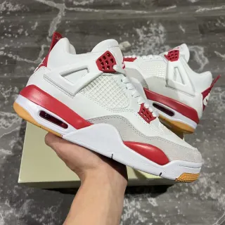 Zapatillas de baloncesto Air Jordan 4 blanco rojo goma