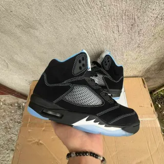 Air Jordan 5 Negro Azul Claro Blanco Zapatos de Baloncesto