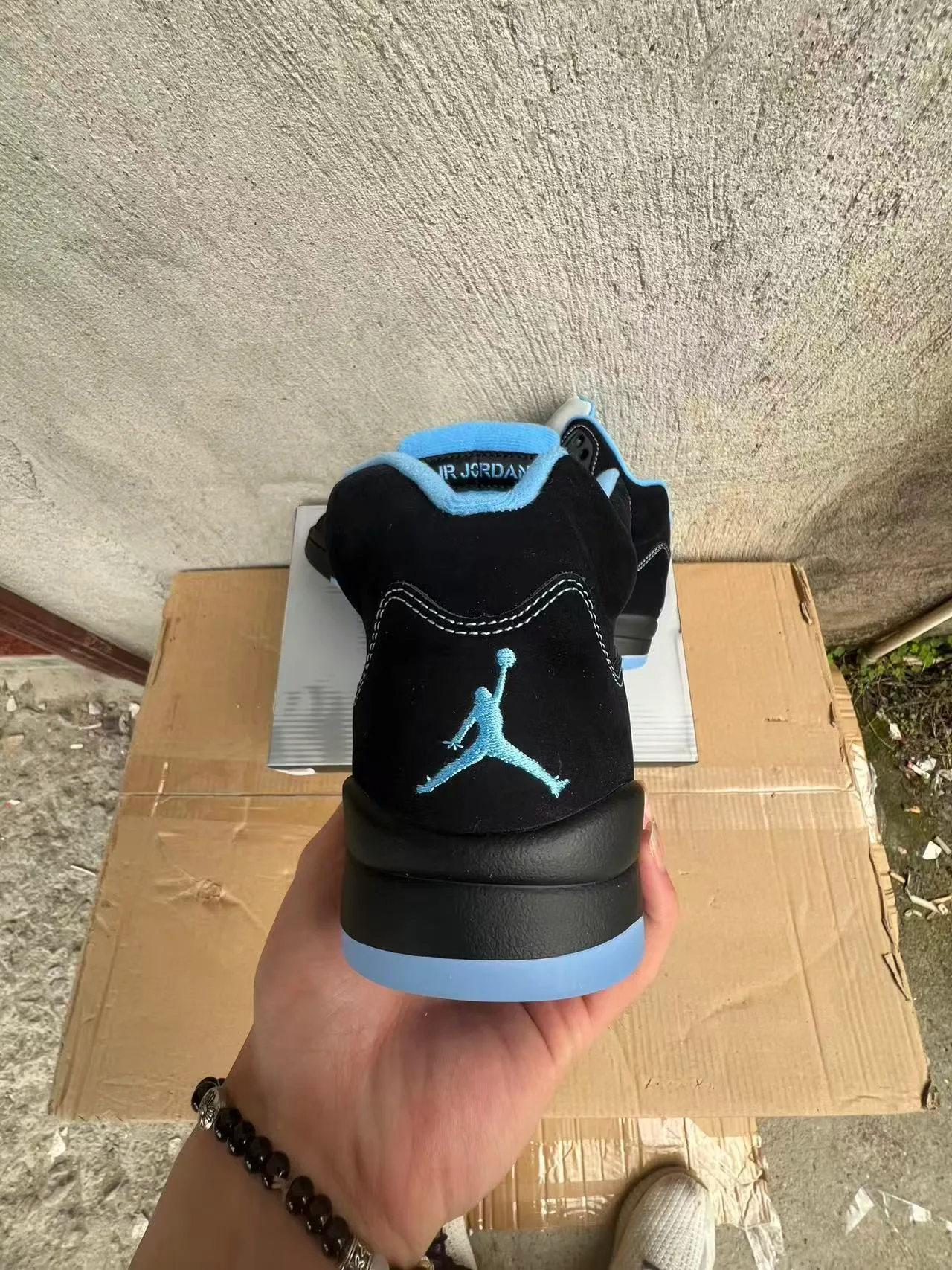 Air Jordan 5 Negro Azul Claro Blanco Zapatos de Baloncesto 2