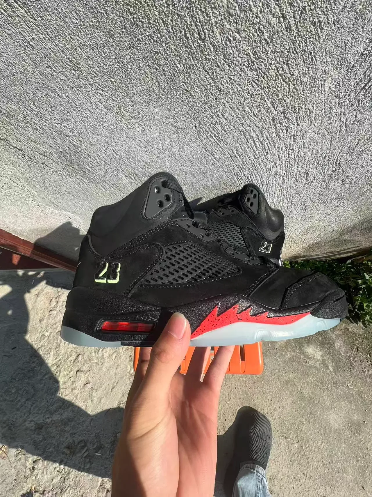 Air Jordan 5 Black Red Flame Basketball Shoes 7