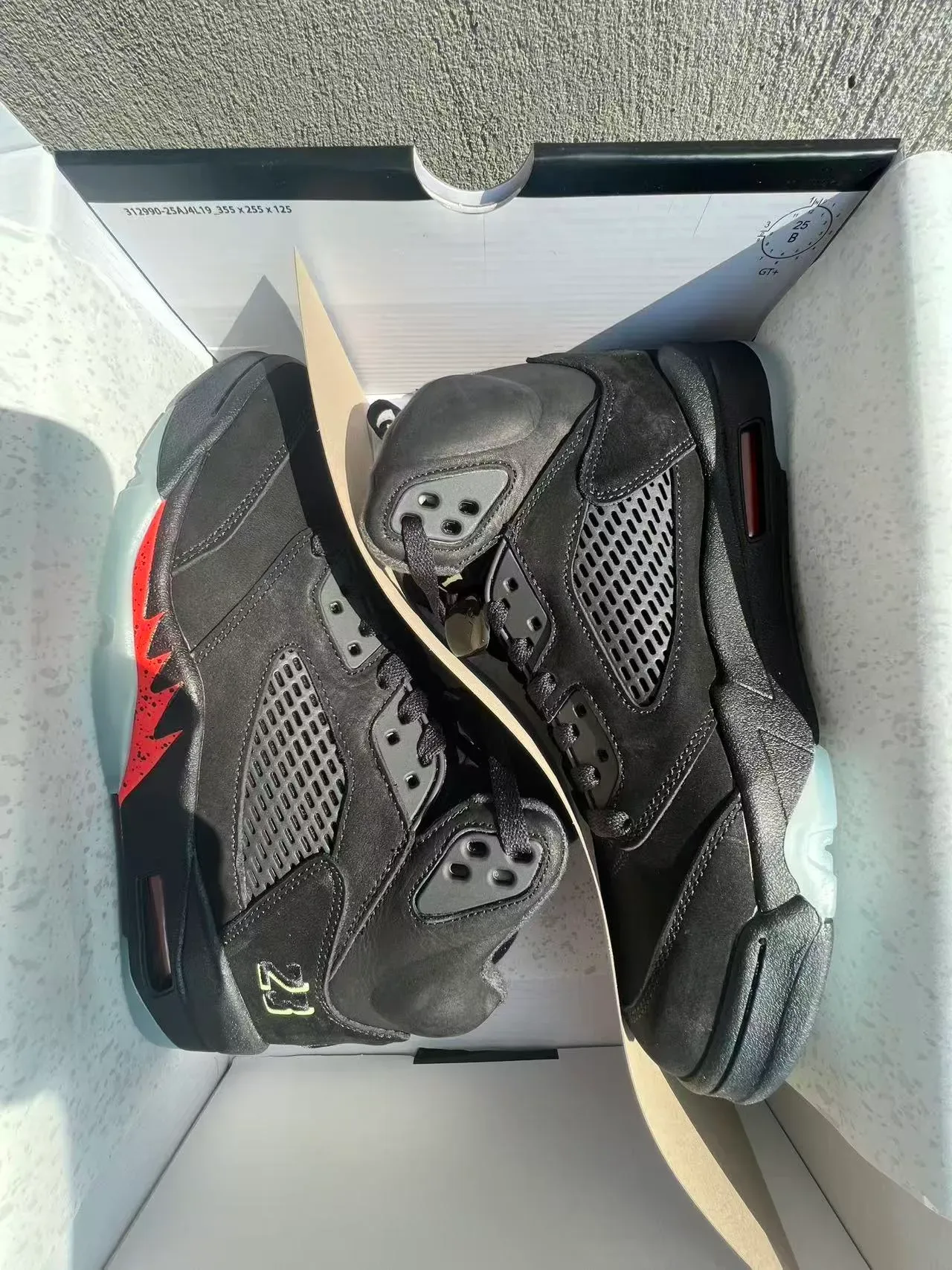 Air Jordan 5 Black Red Flame Basketball Shoes 9