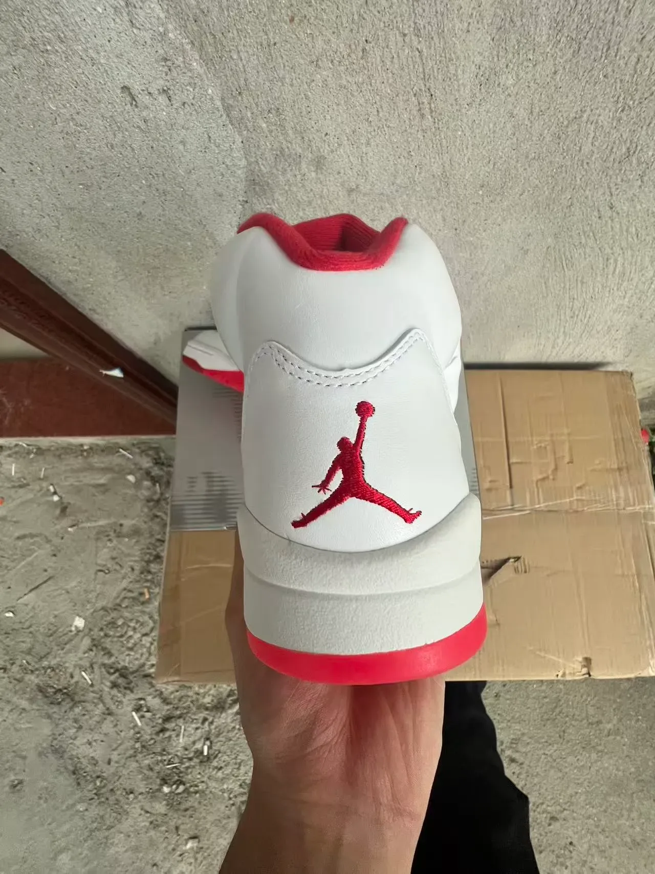 Air Jordan 5 White Red Orange Flame Basketball Shoes 8