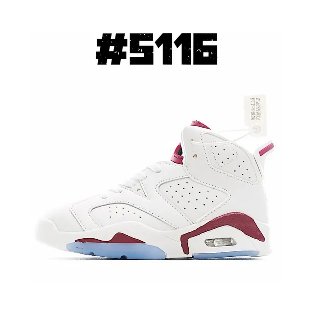 Air Jordan 6 White Maroon Blue Basketball Shoes 3