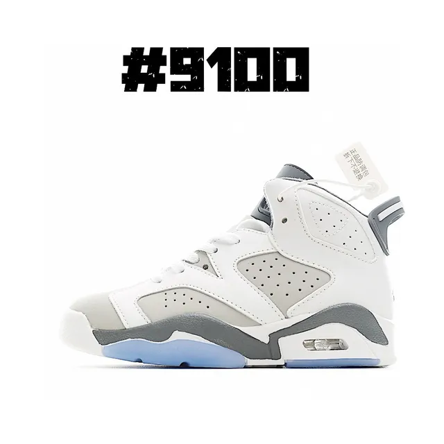 Air Jordan 6 White Maroon Blue Basketball Shoes 9