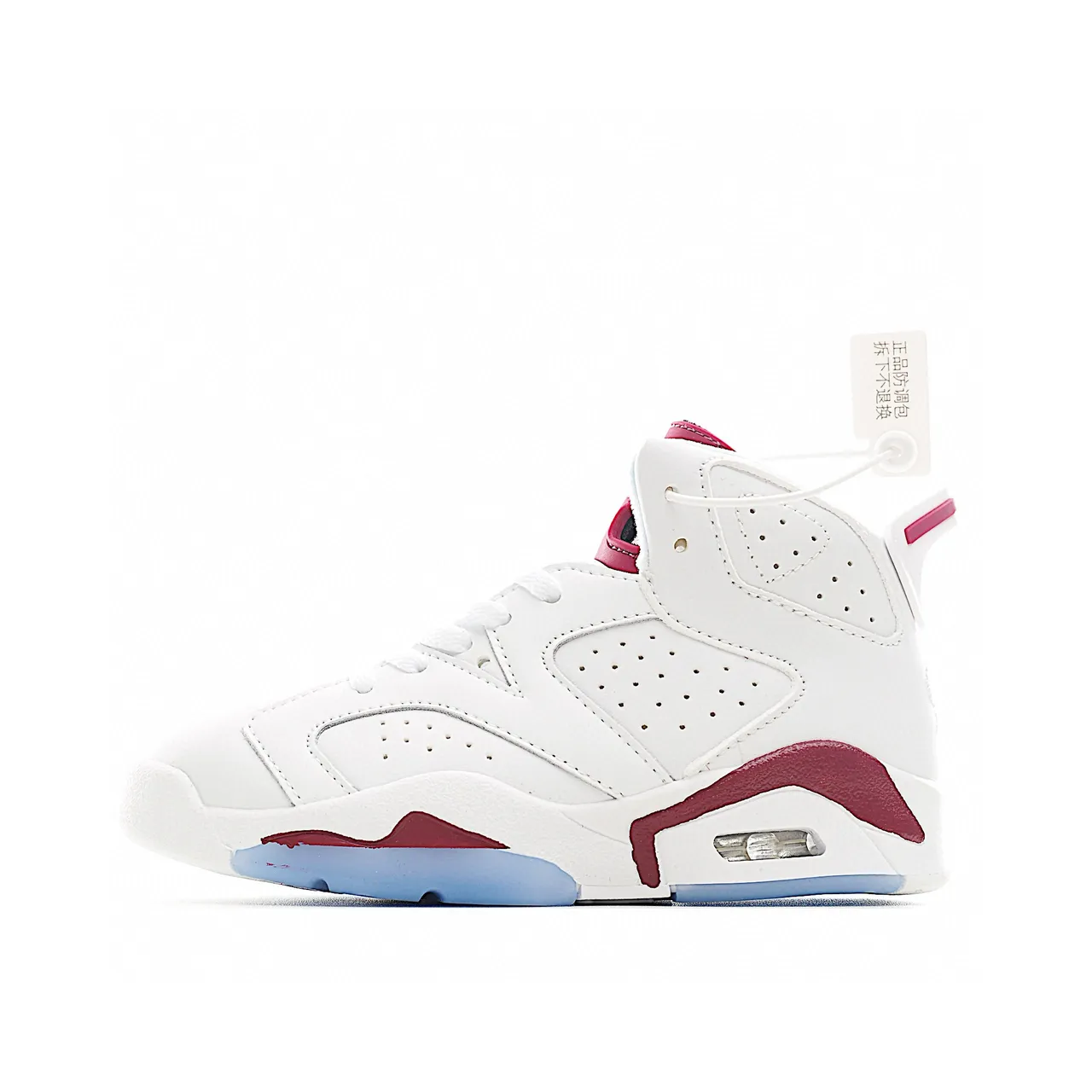 Air Jordan 6 White Maroon Blue Basketball Shoes 12