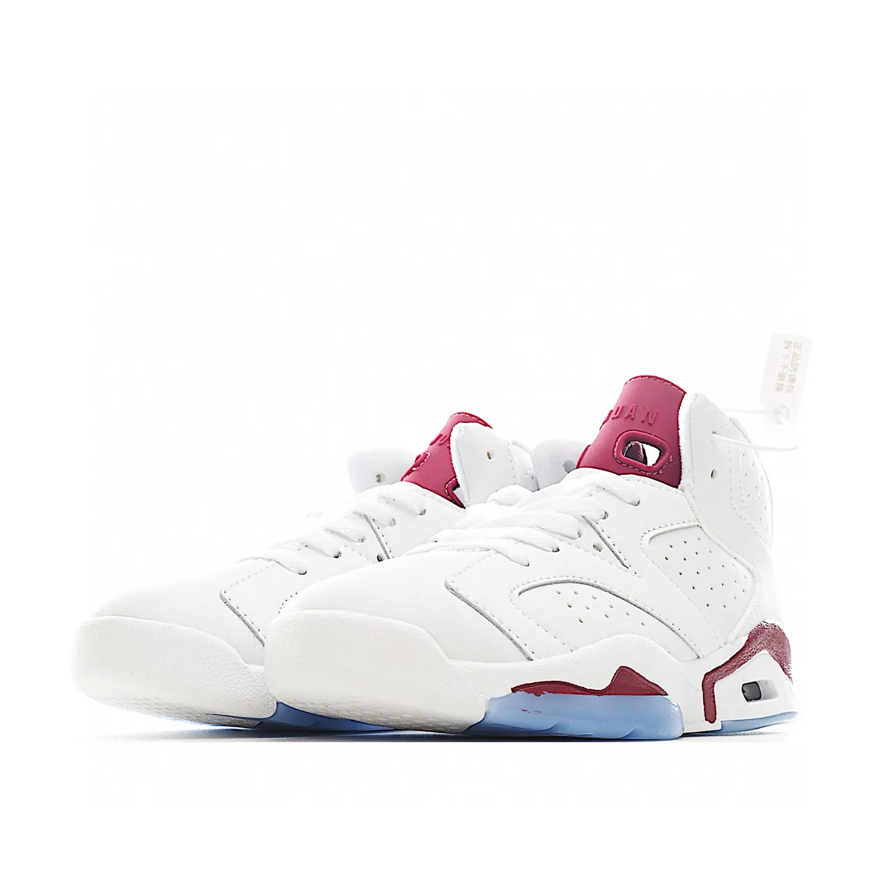 Air Jordan 6 White Maroon Blue Basketball Shoes 13